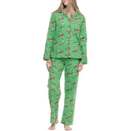 (取寄) ケイアンナ ホリディ ドッグス プリンテッド フランネル ノッチ カラー パジャマ - ロング スリーブ KayAnna Holiday Dogs Printed Flannel Notch Collar Pajamas - Long Sleeve  Holiday Dogs KayAnna Holiday Dogs Printed Flannel Notch Collar Pajamas - Long