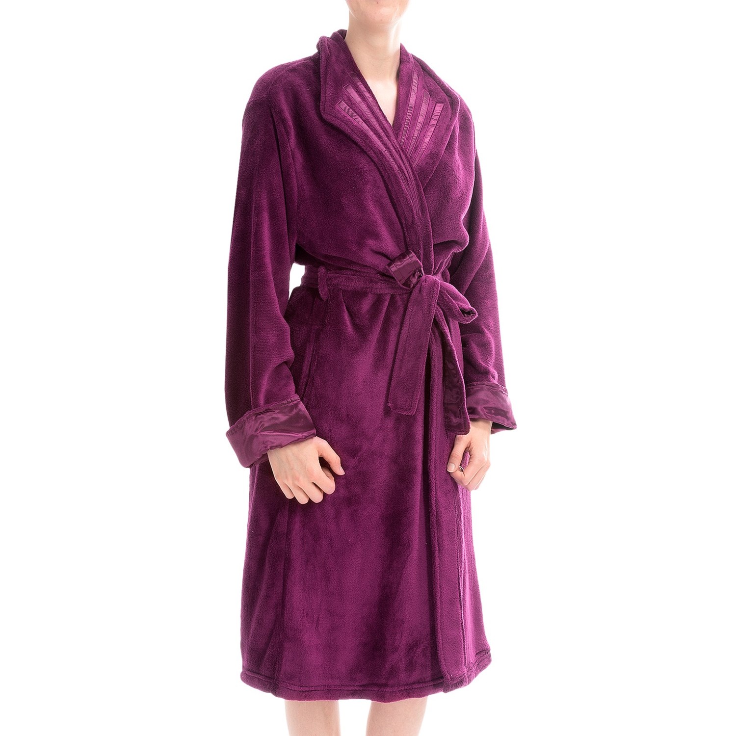 KayAnna Powder Velour Wrap Robe - Long Sleeve (For Women) in Wine