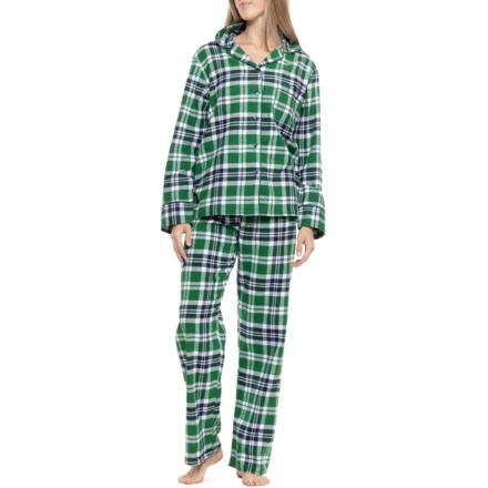 KayAnna Printed Flannel Notch Collar Pajamas - Long Sleeve - Save 63%