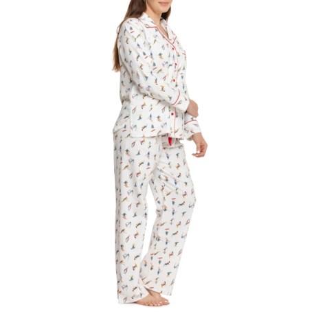 KayAnna Ski and Snowboard Print  Flannel Notch-Collar Pajamas - Long Sleeve in Ski & Snowboard