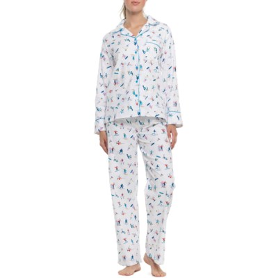 (取寄) ケイアンナ スキーヤーズ プリント フランネル ノッチ カラー パジャマ - ロング スリーブ KayAnna Skiers Print Flannel Notch Collar Pajamas - Long Sleeve  Multi kayanna-skiers-printed-flannel