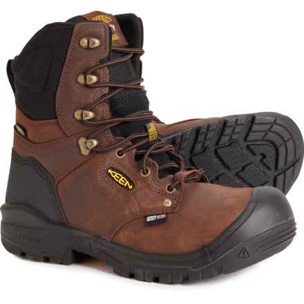 Keen 8” Independence Soft-Toe Work Boots - Waterproof, Leather (For Men) in Dark Earth/Black