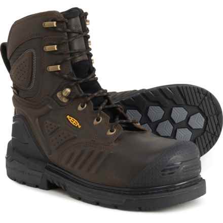 Keen 8” Philadelphia Leather Work Boots - Waterproof, Carbon Fiber Safety Toe, Wide Width (For Men) in Cascade Brown/Black