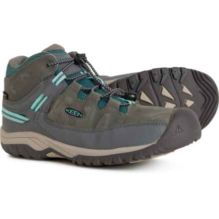 Keen Big Girls Targhee Mid Hiking Boots - Waterproof, Leather in Steel Grey/Porcelain