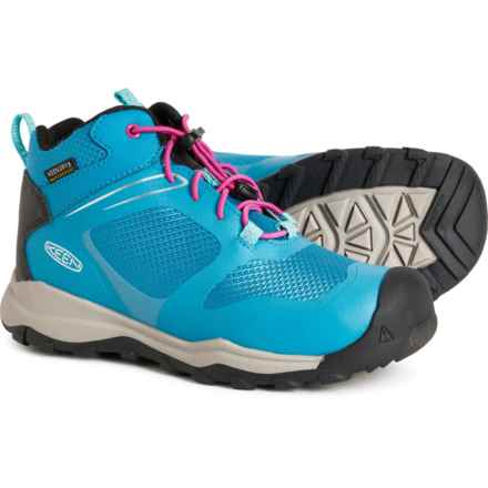 Keen Big Girls Wanduro Mid Hiking Boots - Waterproof in Fjord Blue/Fuchsia Purp