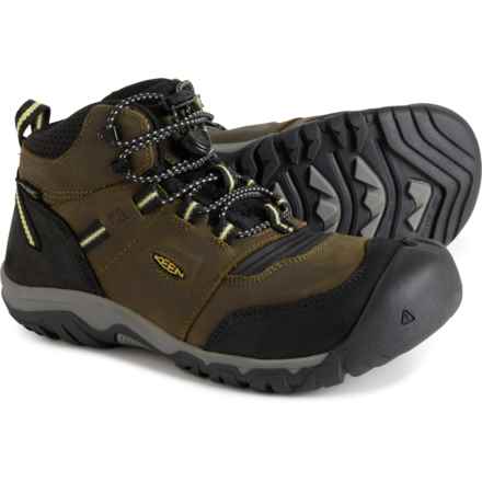 Keen Boys Ridge Flex Mid Hiking Boots - Waterproof, Leather in Dark Olive/Dusky Citron