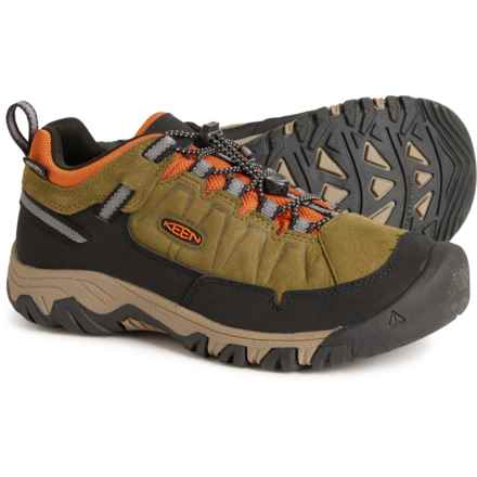 Keen Boys Targhee IV Low Hiking Shoes - Waterproof, Leather in Dark Olive/Gold Flame