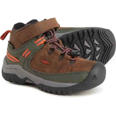 Keen Boys Targhee Mid Hiking Boots - Waterproof, Leather in Dark Earth/Forest Night