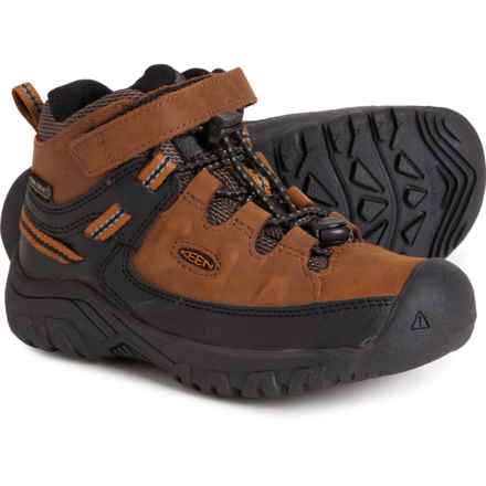 Keen Boys Targhee Mid Hiking Boots - Waterproof, Leather in Dark Earth/Golden Brown