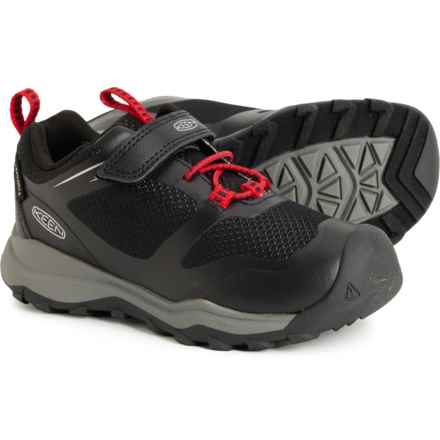 Keen Boys Wanduro Low Hiking Shoes - Waterproof in Black/Ribbon Red