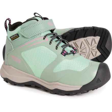 Keen Boys Wanduro Mid Hiking Shoes - Waterproof in Granite Green/Ibis Rose