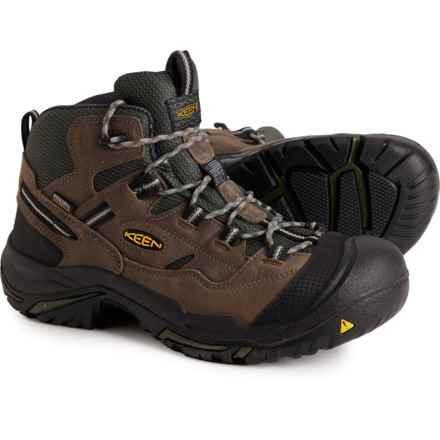 Keen Braddock Mid Work Boots - Waterproof, Steel Safety Toe, Leather (For Men) in Forest Night/Gargoyle