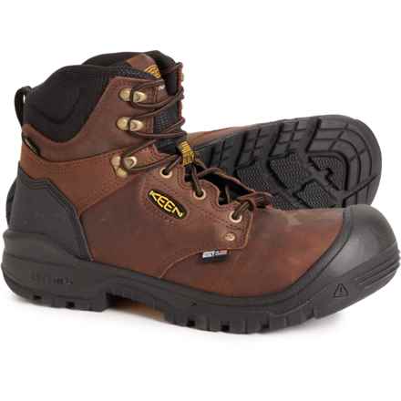 Keen Dover 6” Work Boots - Waterproof, Leather, Composite Safety Toe (For Men) in Dark Earth/Black