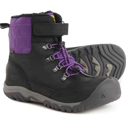 Keen Girls Greta Boots - Waterproof, Insulated, Leather in Black/Purple