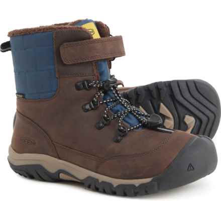 Keen Girls Greta Boots - Waterproof, Insulated, Leather in Coffee Bean/Blue Wing Teal