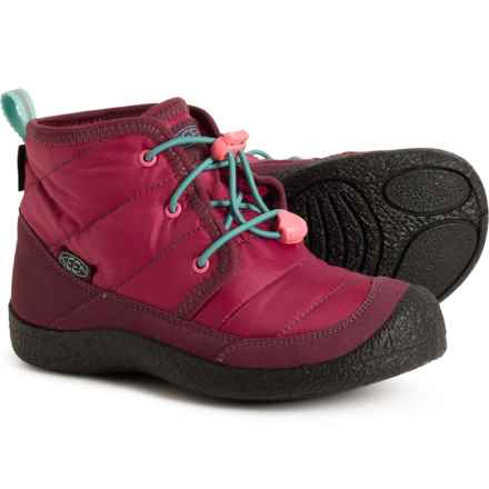 Keen Girls Howser II Chukka Boots - Waterproof, Insulated in Beaujolais/Pool Blue