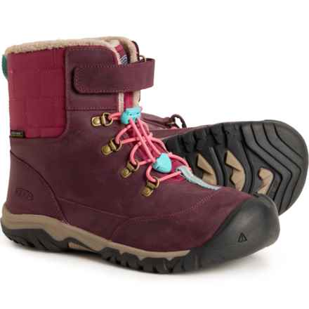 Keen Girls Kanibou Boots - Waterproof, Insulated, Leather in Fig/Pink Lemonade