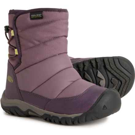 Keen Girls Puffrider Winter Boots - Waterproof, Insulated in Black Plum/Daiquiri Green