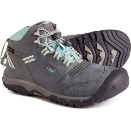 Keen Girls Ridge Flex Mid Hiking Boots - Waterproof, Leather in Grey/Blue Tint