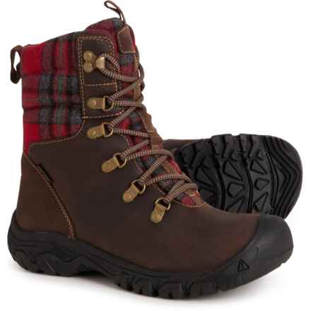 Keen Greta Boots - Waterproof, Insulated, Leather (For Women) in Dark Brown/Red Plaid