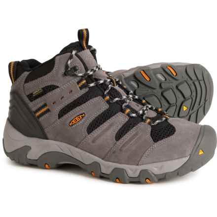 Keen Headout Mid Hiking Boots - Waterproof, Leather (For Men) in Magnet/Orange Pepper