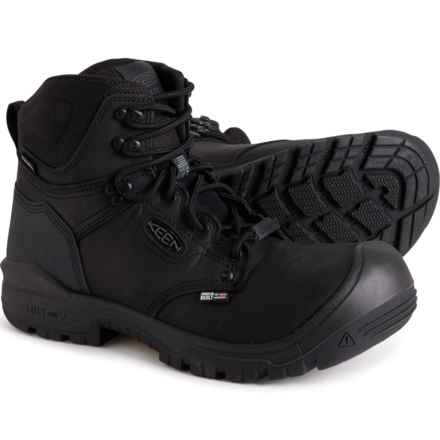 Keen Independence 6” Work Boots - Waterproof, Carbon Fiber Safety Toe, Leather (For Men) in Black/Black