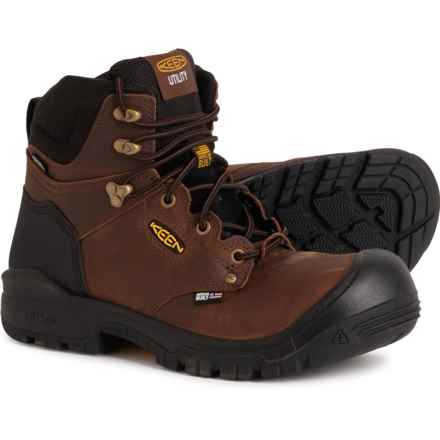 Keen Independence 6” Work Boots - Waterproof, Composite Safety Toe (For Men) in Dark Earth/Black