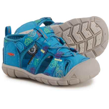 Keen Infant and Toddler Girls Seacamp II CNX Sandals in Smokey Bear/Fjord Blue