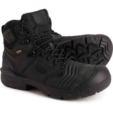 Keen Portland 6” Work Boots - Waterproof, Carbon Fiber Toe, Leather (For Men) in Black/Black