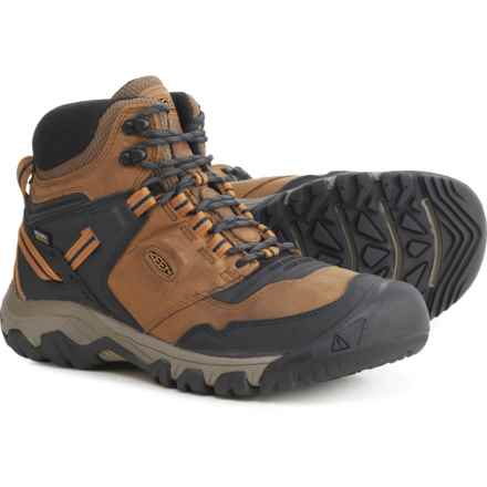 Keen Ridge Flex Mid Hiking Boots - Waterproof, Leather (For Men) in Bison/Golden Brown