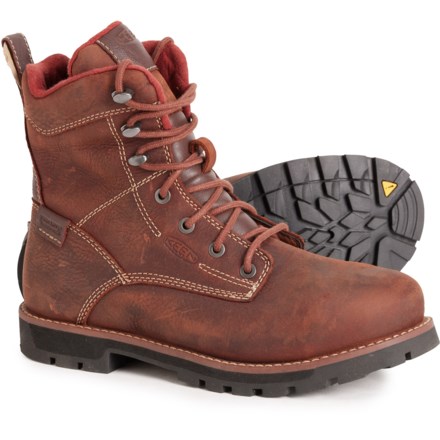 Keen Seattle 8” Work Boots - Waterproof, Leather, Aluminum Toe (For Women) in Gingerbread/Black