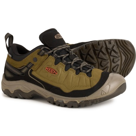 Keen Targhee IV Hiking Shoes - Waterproof, Leather (For Men) in Dark Olive/Gold Flame