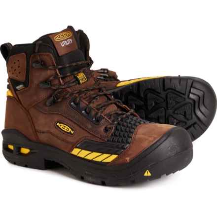 Keen Troy 6” Work Boots - Waterproof, Carbon Fiber Safety Toe (For Men) in Dark Earth/Black