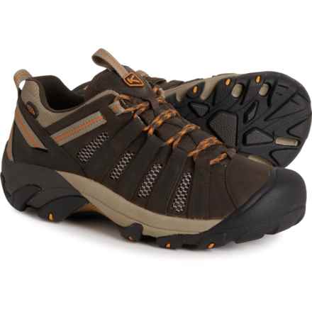 Keen Voyageur Hiking Shoes - Leather (For Men) in Black Olive/Inca Gold