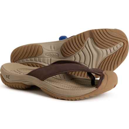 Keen Waimea TG Flip-Flops - Leather (For Men) in Java/Plaza Taupe