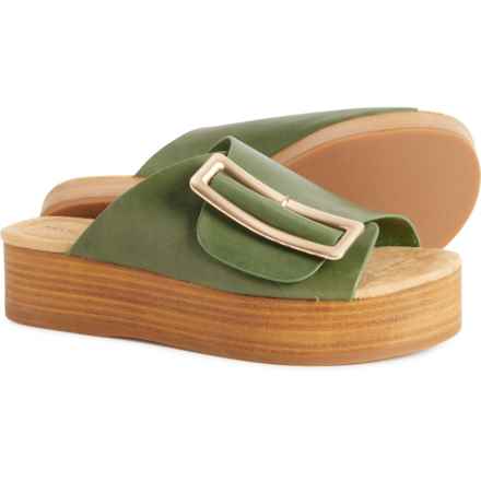 Kelsi Dagger Dover Buckle Platform Slide Sandals - Leather (For Women) in Moss
