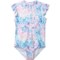 Kensie Big Girls Cheetah Blossom One-Piece Rash Guard - UPF 50+, Sleeveless in Blue