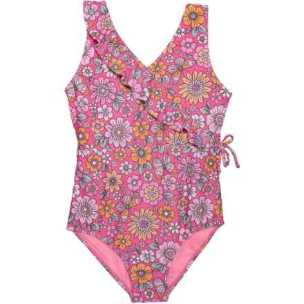 KENSIE GIRL Big and Little Girls Floral Print One-Piece Swimsuit - UPF 50 in Coral