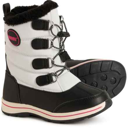 Khombu Boys and Girls Darla Snow Boots - Waterproof, Insulated in White/Black