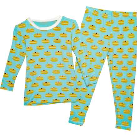 KICKEE PANTS Little Girls Printed Pajamas - Long Sleeve in Iceberg Jelly Donuts