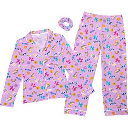 KIDZ BOP Big Girls Printed Pajamas - Long Sleeve in Bright White/Lupine