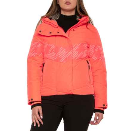 Killtec Houndstooth Logo Puffer Ski Jacket - Insulated in Neon-Coral