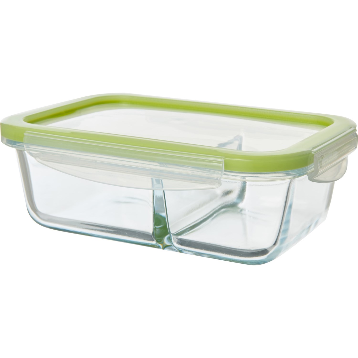 Kitchen Details Clip Lock Rectangle Glass Food Storage Container With Double Compartment 450ml