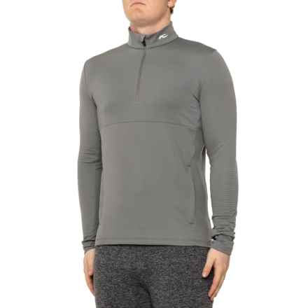 KJUS David Midlayer Golf Shirt -  Zip Neck, Long Sleeve in Steel Grey