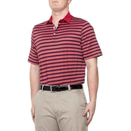 KJUS Luis Multi-Stripe Polo Shirt - Short Sleeve in Cardinal/Atlanta Blue