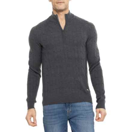 KJUS Luxe Sweater - Cashmere, Zip Neck in Steel Grey Melange-Black