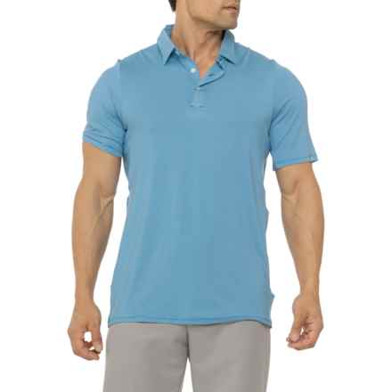 KJUS Soren Stripe Polo Shirt - UPF 50+, Short Sleeve in Pacific Blue-Aqua Splash