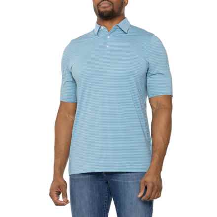 KJUS Soren Twill Stripe Polo Shirt - Short Sleeve in Cypress Blue