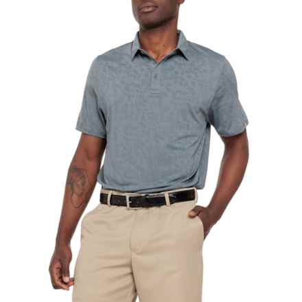 KJUS Stephen Polo Shirt - Short Sleeve in Steel Grey All Over Leaf Jacquard