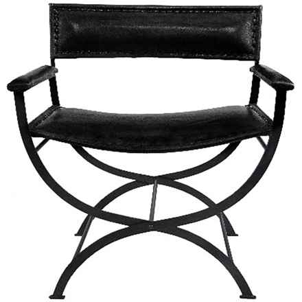 Knits & Knots Genuine Leather Chair with Metal Frame - 28x17x31” in Black - Closeouts